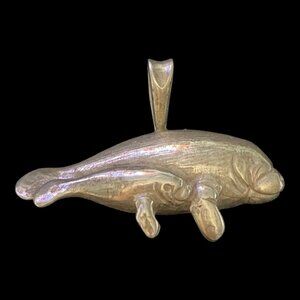 Pendant Manatee Mother Baby Sterling Silver 925 Women Vintage
